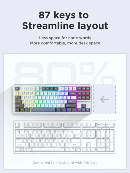 AULA F87 Pro Mechanical Keyboard 2.4g/Usb/Bluetooth Tri Mode Wireless 87 Key 5 Layer Silencing Filling Suitable For Gam Original
