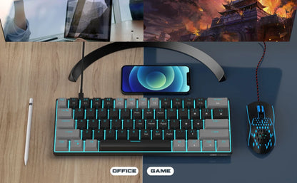 MageGee MK-Star61 60% Mechanical Gaming Keyboard 61Keys Sea Blue Backlit Small Compact Portable 60 Percent Gaming Keyboard Gamer