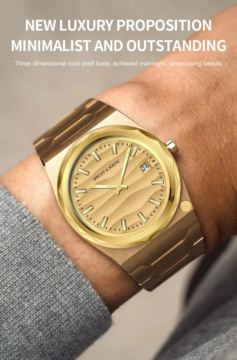 2025 New Arrivals Specht & Söhne 222 Gold Watches For Men Super Slim Steel Sapphire Classic Quartz Watch Relogio Masculino 37MM
