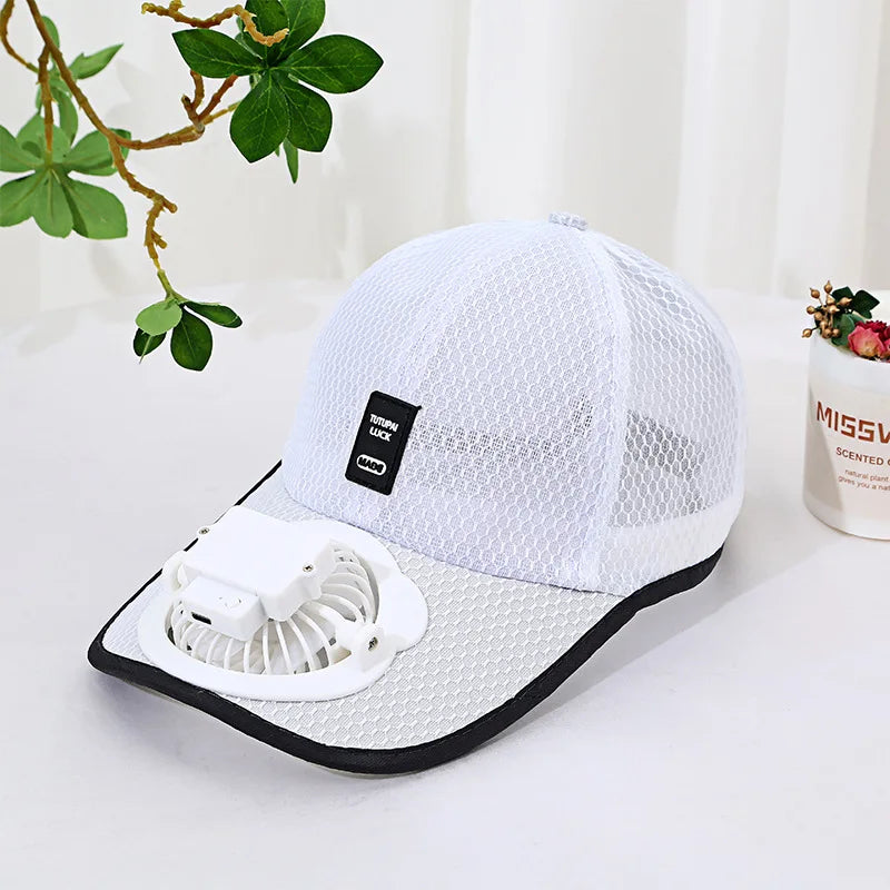 Rechargeable Fan Baseball Net Hat Sun Protection Duck Tongue Breathable Net Hat For Couples Outdoor Travel Men Women mz129