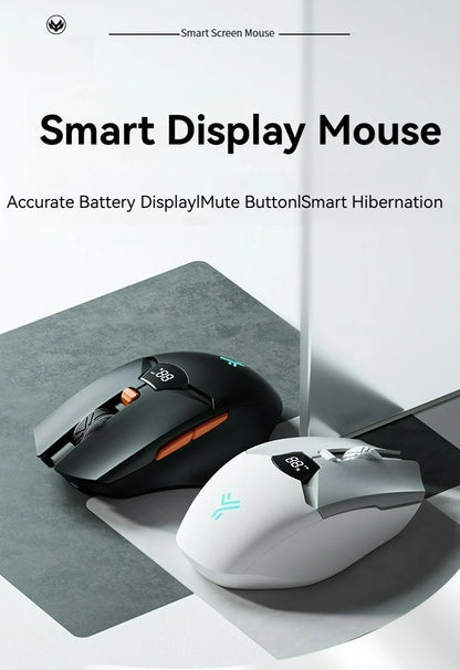 2.4G Bluetooth trådløs mus med skærmdisplay, kraftigt 600mAh-batteri med stor kapacitet og lydsvage knapper til gaming og kontorbrug
