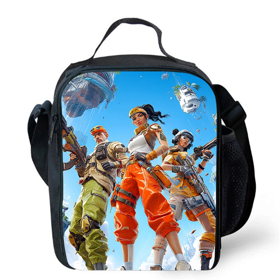 Cartoon FORTNITE Insulated Cooler Lunch Bag Cute Portable Lightweight Picnic Bag for Boys & Girls Age 5-10 Kids Daily Food Bag