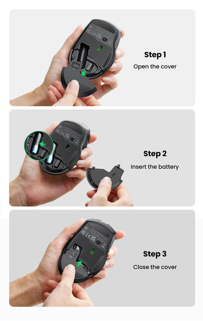 UGREEN Wireless Ergonomic Mouse 4000 DPI Silent 2.4GHz 6-Button Mouse for Laptop, MacBook, PC & Tablet