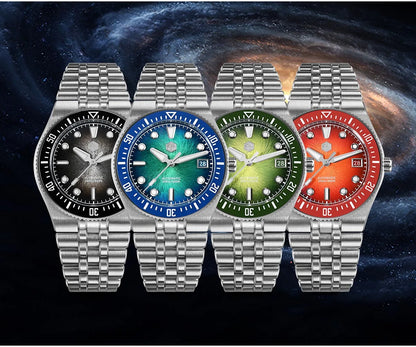 San Martin 40mm Enamel Spiral Dial Integrated Bracelet Men Diver Watch Miyota 9015 Automatic Mechanical Waterproof 200m SN0148