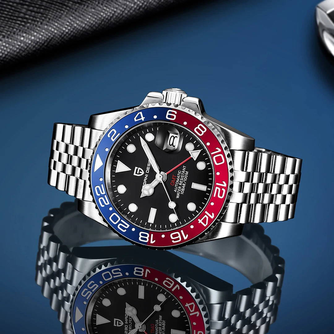 2026 Nuevo reloj mecánico de lujo para hombre PAGANI DESIGN, acero inoxidable, GMT, marca líder, cristal de zafiro, reloj para hombre