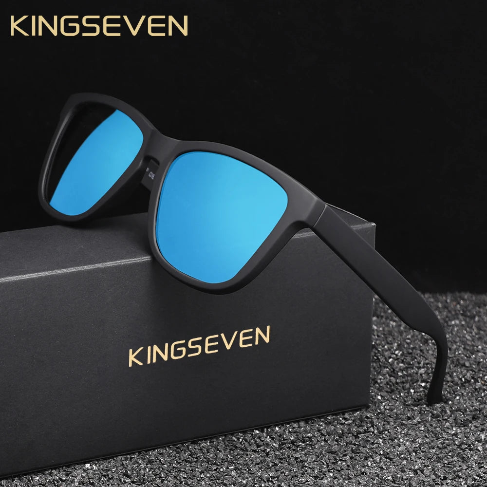 KNGSEVEN Trendy Round Sunglasses Men Women Causal Polarized Anti-UV400 Glasses Outdoor Causal Black Frame Driving Eyewear