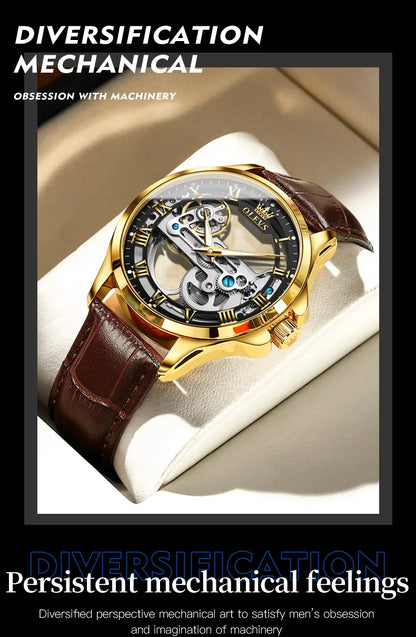 OLEVS 6661 Automatic Watch For Men Skeleton Original Mechanical Movement Men's Wristwatch Waterproof Luminous Sport Men's Watches