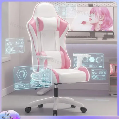 Chaise de gaming ergonomique avec accoudoirs 4D, hauteur réglable, siège en cuir PU, base en fer, pieds en forme d'épée, vérin à gaz 2 étapes, pour bureau