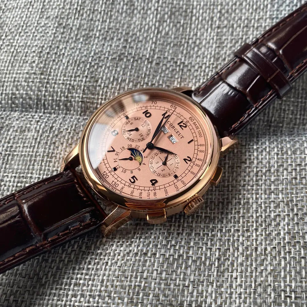 Relógio Automático para Homem Multifunções Data Dia Mês Ano 316L Relógio Mecânico Masculino Caixa Polida Indicador Dia/Noite 42mm