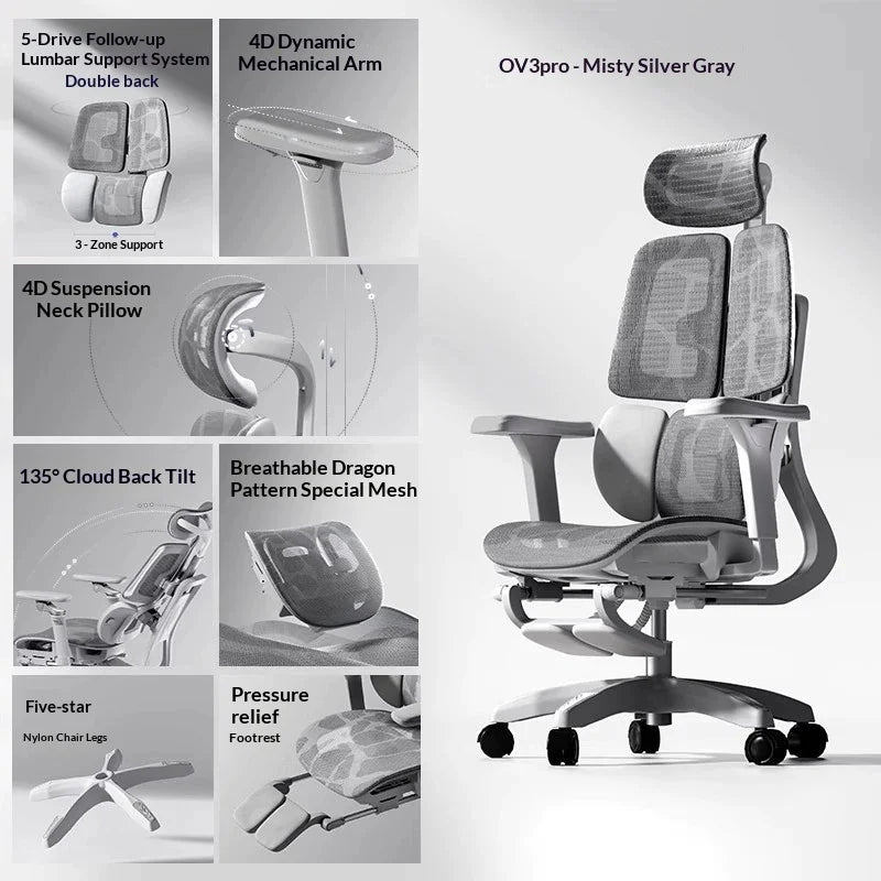Sedia da ufficio in rete ergonomica executive per computer e gaming, arredo moderno girevole con ruote e regolabile, sedia gaming ergonomica