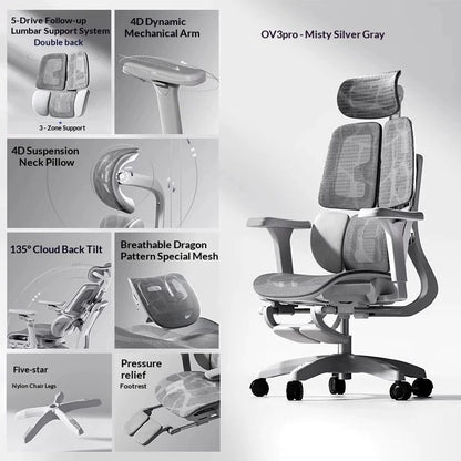 Sedia da ufficio in rete ergonomica executive per computer e gaming, arredo moderno girevole con ruote e regolabile, sedia gaming ergonomica