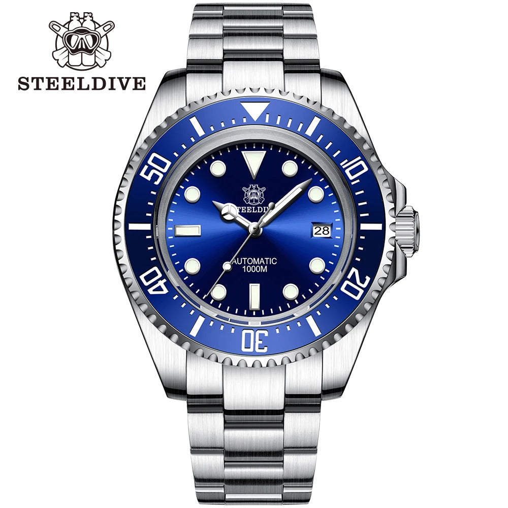 SD1964 Steeldive Brand 2023 Red-Black 45.4MM Men Sapphire Glass Luminous 1000M Waterproof NH35 Dive Watch with Ceramic Bezel