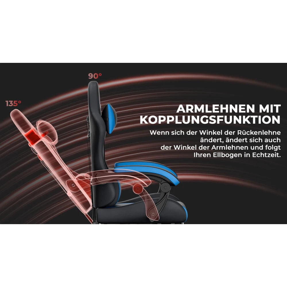 Gaming Chair Ergonomic Gaming Chair with Waist Cushion and Headrest, Office Chair Height Adjustable, Chair for Adult Girls Boy