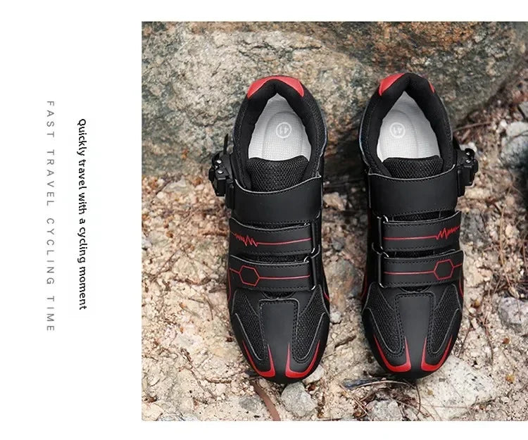 Chaussures de cyclisme unisexes à semelle rigide – Chaussures à crampons pour vélo de route 4 saisons, VTT et sports de plein air