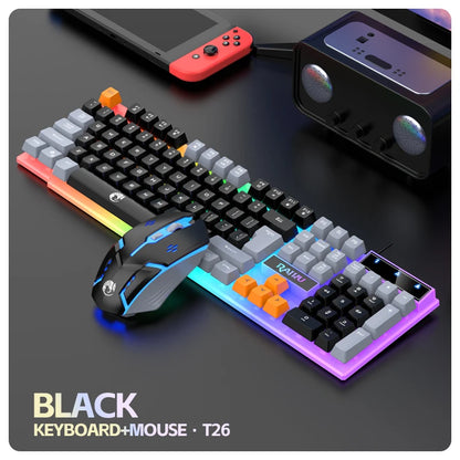 RAIKU T26 Wired Gaming Keyboard, 104-Key RGB Backlit USB Gaming Keyboard, Ergonomic Wired Gaming Keyboard for PC, Laptop & Office