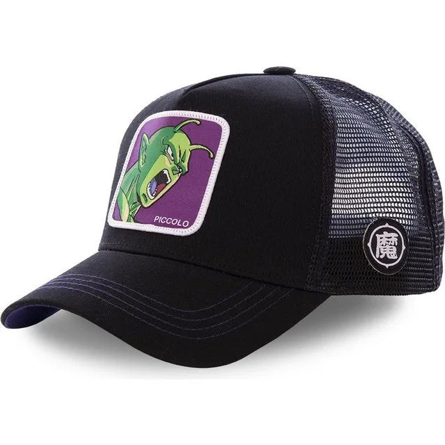 Casquette Dragon Ball Son Goku pour l'été : casquette de voyage à visière, pour homme, brodée, style hip-hop, visière pare-soleil, casquette trucker ajustable en maille