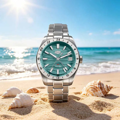HEROFORCE Quality Original GMT Men Clock Waterproof Luminous Date Luxury Man Watch Stainless Steel Quartz Men's Watches Male