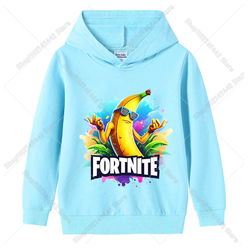Fortnite-Kinder-Hoodies für den Herbst, Kapuzen-Sweatshirt für Jungen und Mädchen, dünner Trainingsanzug, langärmelige Pullover-Oberteile, Sportbekleidung, Kinderkleidung