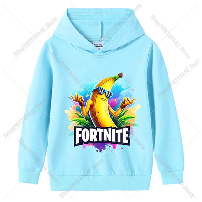 Fortnite-Kinder-Hoodies für den Herbst, Kapuzen-Sweatshirt für Jungen und Mädchen, dünner Trainingsanzug, langärmelige Pullover-Oberteile, Sportbekleidung, Kinderkleidung