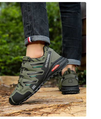 2025 New Men Hiking Shoes Outdoor Waterproof Sports Shoes Comfortable Leather Hiking Training Boots Large Size Tactical Shoe Men