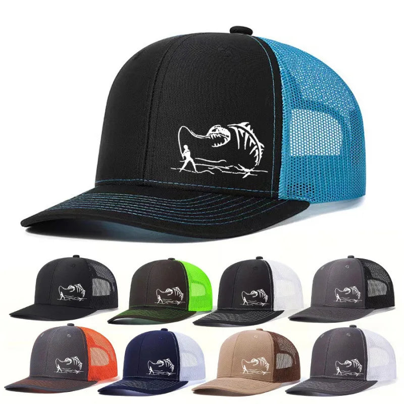 1PC New Fashion Richardson Micro Curved Trucker Cap Fishing PrintedSummer Mesh Breathable Baseball Caps Outdoor Gorras Hombre