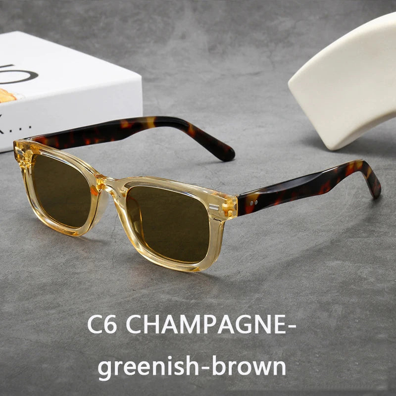 Men's Thick Framed Retro Brown Sunglasses Narrow Framed Hip-hop Style Rapper Eyewear Vacation Sunglasses UV400