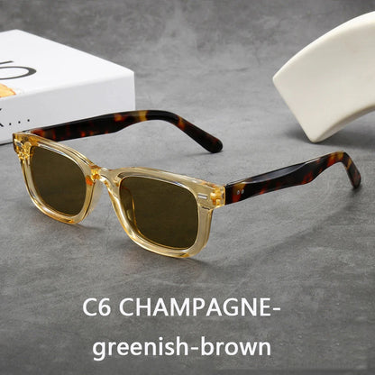 Men's Thick Framed Retro Brown Sunglasses Narrow Framed Hip-hop Style Rapper Eyewear Vacation Sunglasses UV400