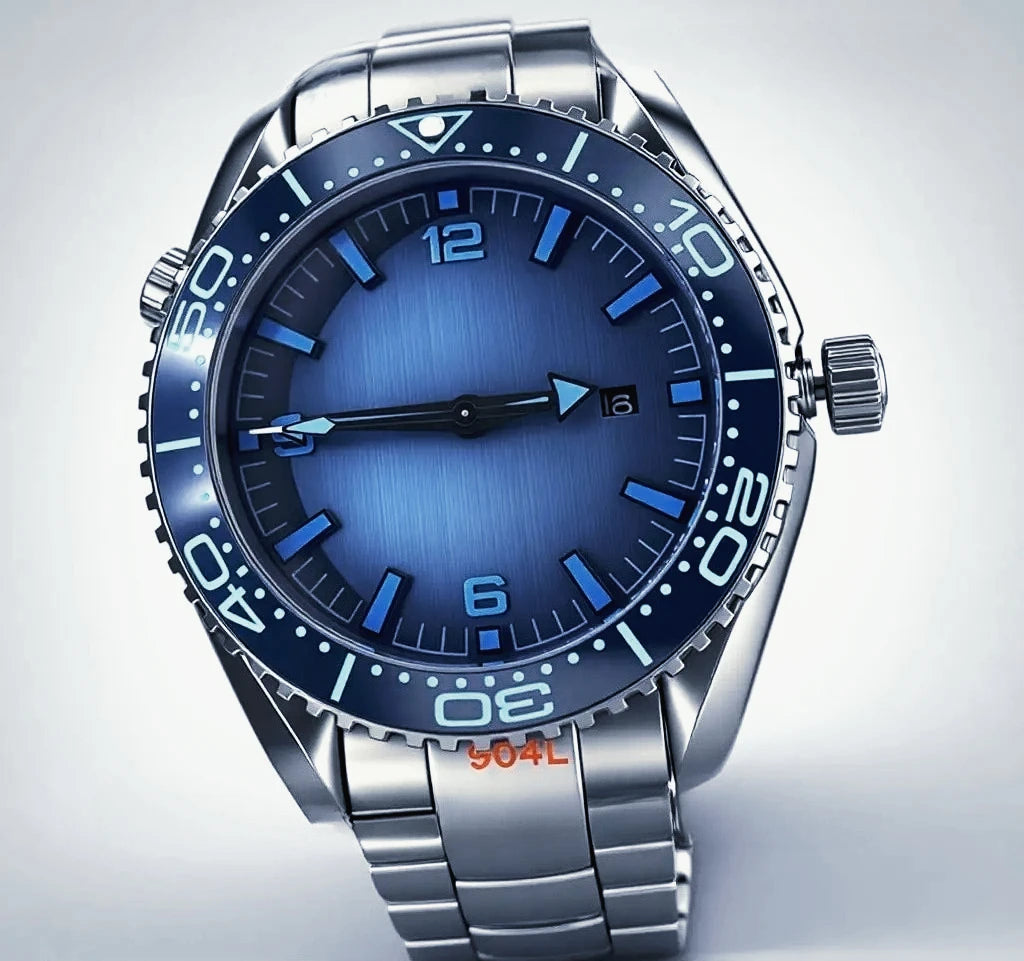 904L Stainless Steel Case, for Men Automatic Mechanical Movement Luxury Watch, Black Blue Leather Ceramic Exquisite Heritage