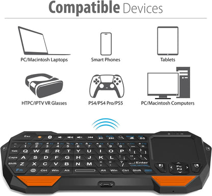Mini Bluetooth Keyboard (QWERT) Rechargeable Wireless Keyboard with Touchpad for TV ,PS4, PS4 Pro, PS5 Phone Laptop
