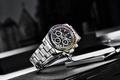 Relógio cronógrafo para homem PAGANI DESIGN – Relógio de pulso de luxo com movimento de quartzo, luminoso e estanque.