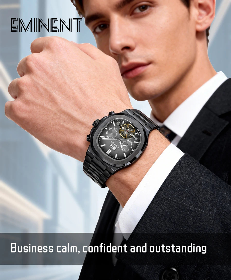 Forsining 481 Man New Tourbillon  Brands Watch Week Date Automatic Movement Mechanical Watches Stainless Steel Waterproof Clock