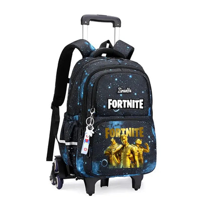Fortnite Trolley Bag Easy Stair Climbing Anime Waterproof Wheeled Backpack Large Capacity Student Schoolbag Casual Travel Bag