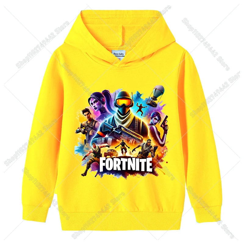 Fortnite-Kinder-Hoodies für den Herbst, Kapuzen-Sweatshirt für Jungen und Mädchen, dünner Trainingsanzug, langärmelige Pullover-Oberteile, Sportbekleidung, Kinderkleidung