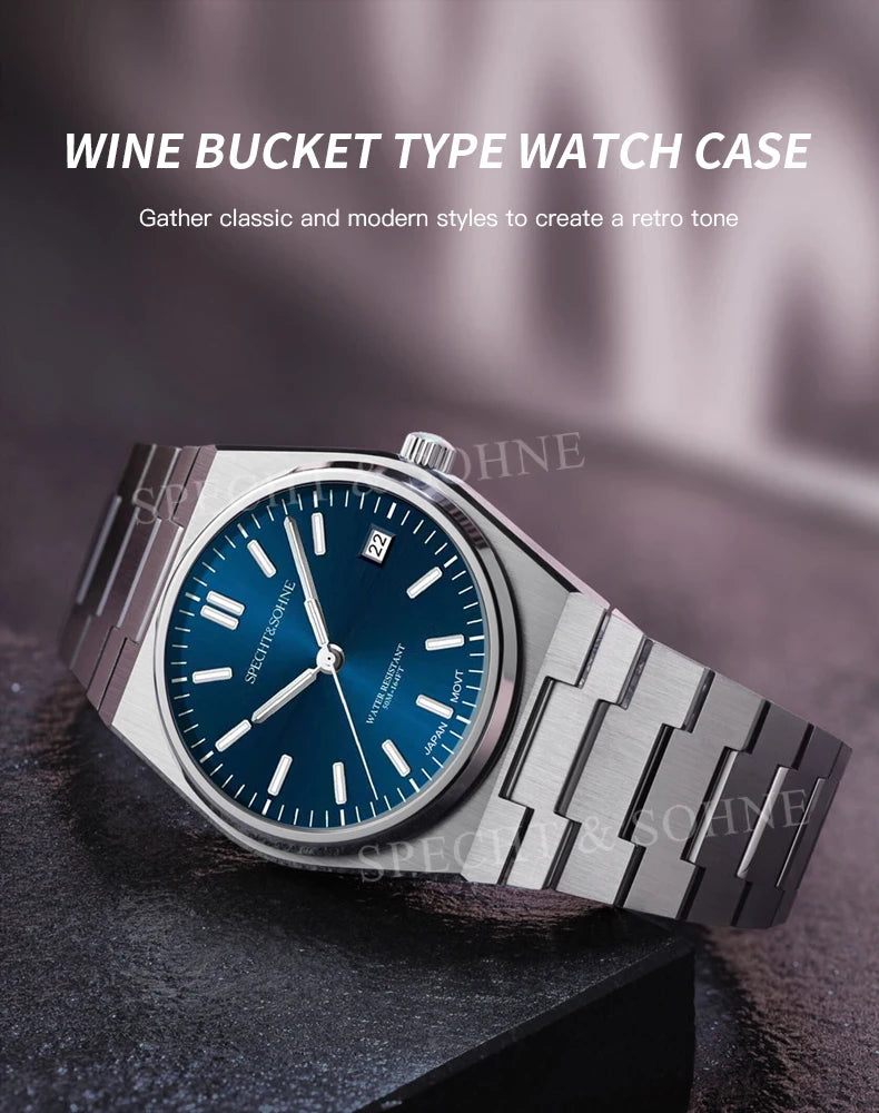 2025 New Arrivals Specht&Sohne Men's Watches Stainless Steel Sapphire Classic Quartz Men Watch Relogio Masculino 100M Waterproof