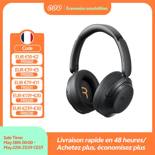 QCY H3S -56dB Adaptive ANC Over Ear Bluetooth 6.0 Headphones – Hi-Res LDAC Wireless Headset, 102H Battery, Dual Driver Spatial Sound