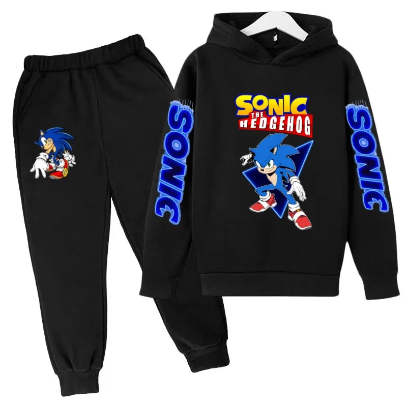 Kids Supersonic Clothing Jogging Blue Sweatshirt Top Coat+Pants Two-piece set Hoodie Boys Girls3-12Yrs Clothes Casual Sports Set