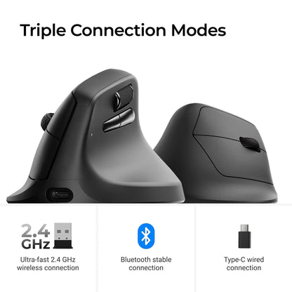 Keychron M5 draadloze ergonomische optische muis, 8K polling rate, 2.4GHz & Bluetooth, Type-C, 3950-sensor