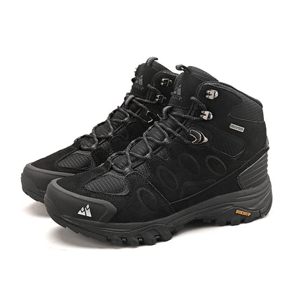 HIKEUP High-Top Herren-Wanderstiefel Winter Outdoor Schuhe Schnürung Rutschfeste Sportliche Freizeit-Trekkingstiefel Herren Wildleder Warme Schuhe