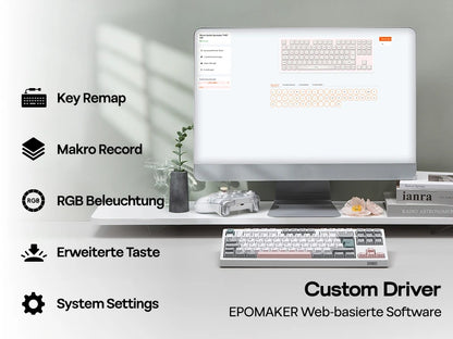EPOMAKER TH87 ISO-DE Tenkeyless TKL Layout Wired/Bluetooth/2.4 GHz Wireless Mechanical Keyboard with 10000mAh Battery for PC/Mac