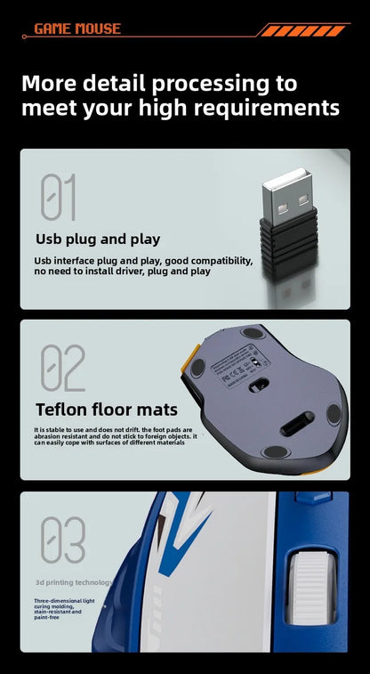 Wireless Gaming Mouse Bluetooth 5.4 Dual-Mode Rechargeable Mouse, 2.4G Wireless Gaming Mouse with 1600 DPI Ergonomic Design for PC, Laptop & Office