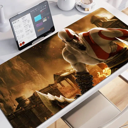 Xxl Mouse Pad God of War Gaming Accessories Keyboard Computer Carpet Game Desk Mat 90x40cm Large Pc Gamer Cabinet Table Mousepad