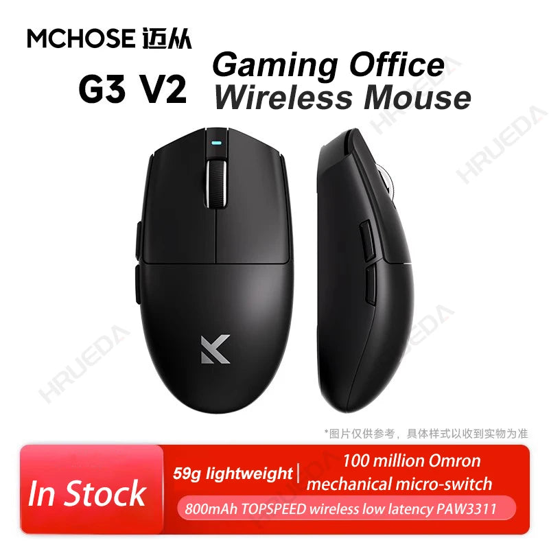 MCHOSE G3 V2 Pro trådløs gamingmus, tri-mode Bluetooth, 800mAh, genopladelig, let, tilpasset ergonomi, esportsmus