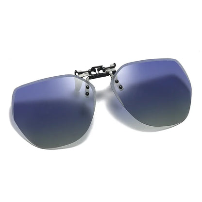 KLASSNUM Men Polarized Clip On Sunglasses Women Flip Up Sunglasses Square Cut Edge Lenses Driving Night Vision Fishing Goggle