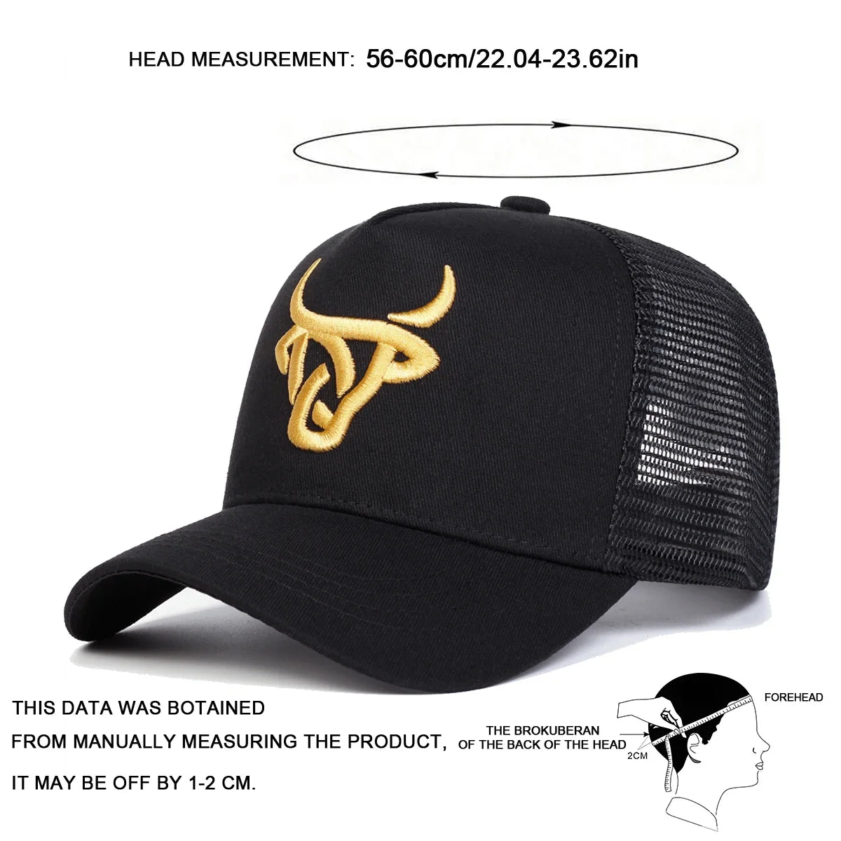 Casquettes de baseball unisexes à broderie « tête de bœuf », ajustables, décontractées, pour le printemps et l’été, avec protection solaire