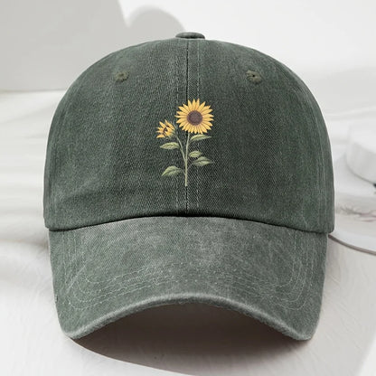 Retro saulėgrąžų rašto beisbolo kepurė „Dad Hat“, tinkanti lauko sportui, žvejybai ir stovyklavimui, žygiai