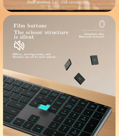 Backlight Bluetooth Keyboard Multi-Device Full Size Wireless Keyboard with Number Pad,Rechargeable Slim Multimedia Keyboard