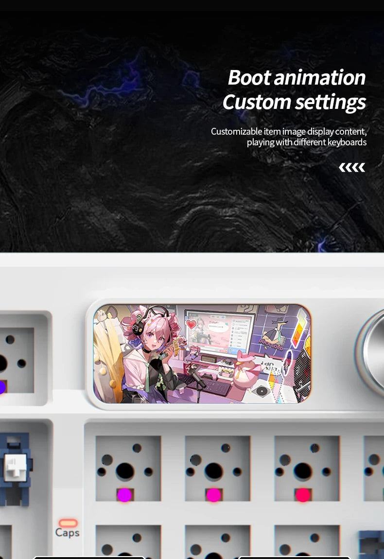 YINDIAOY95 Three Mode Mechanical Keyboard Hot Swap RGB Gaming Keyboard DIY Kit with Customize Display