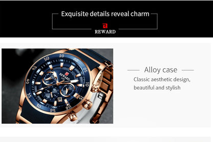 REWARD Men's Watches 81011M Sports Silicone Quartz Men's Watch Waterproof Calendar Chronograph Luminous Watches Men