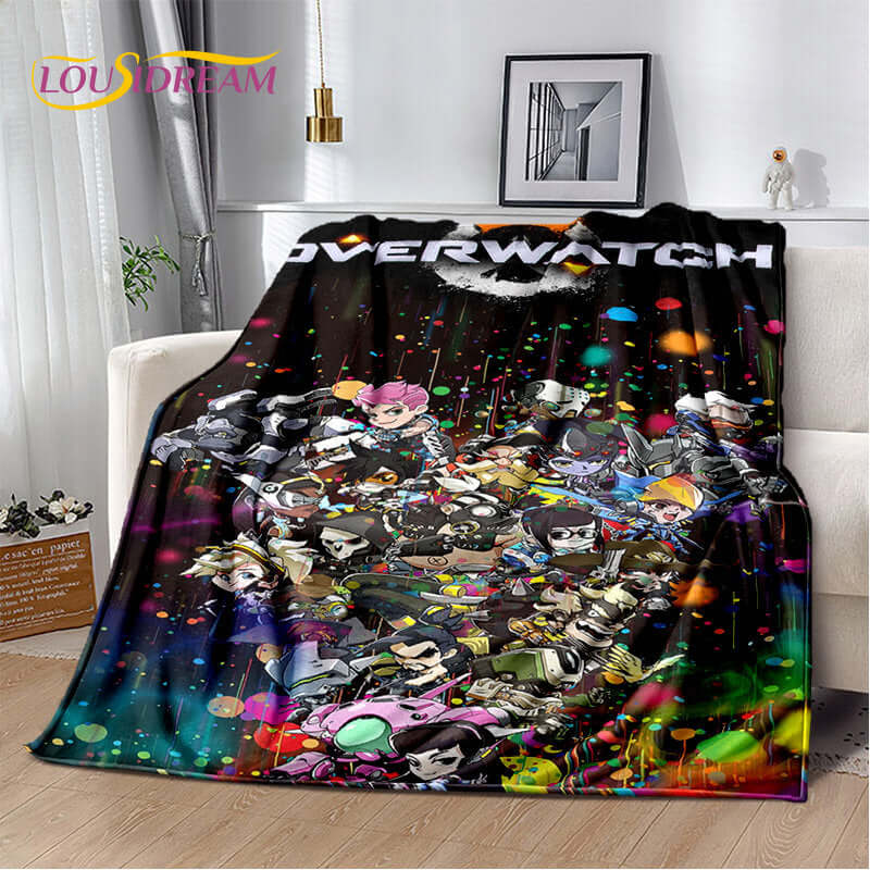 Overwatch Game Gamer D.Va Reaper Soft Plush Blanket, Flannel Blanket Throw Blanket for Living Room Bedroom Bed Sofa Picnic Kid 3D