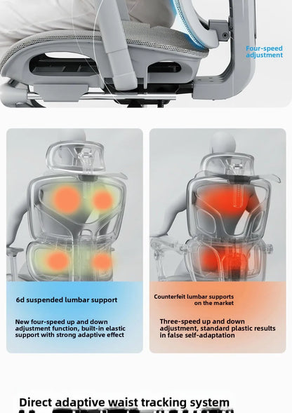 Sedia da ufficio ergonomica in rete con supporto lombare 6D, sedia da computer con schienale alto, sedia da scrivania reclinabile regolabile con poggiapiedi
